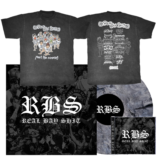 PREORDER:  REAL BAY SHIT - The Official Compilation LP / CD / T-Shirt Bundle