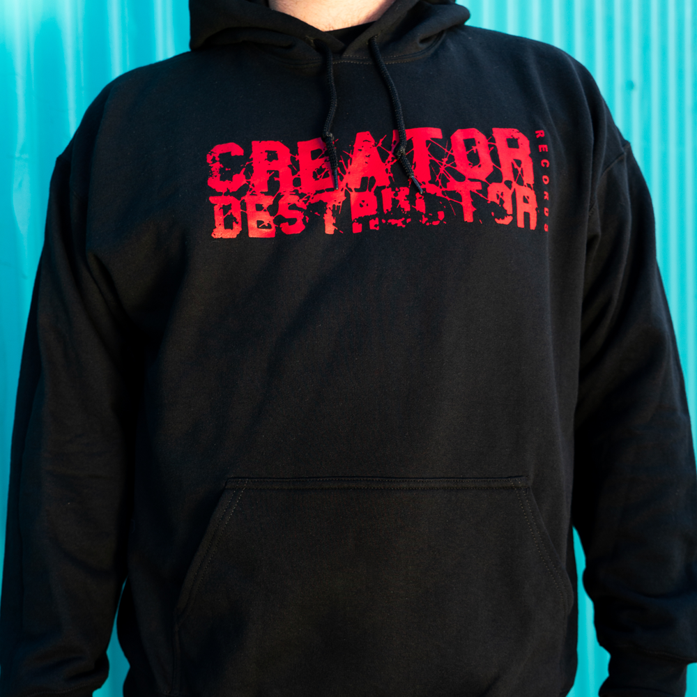 Creator-Destructor Records Pullover Hoodie (Red on Black)
