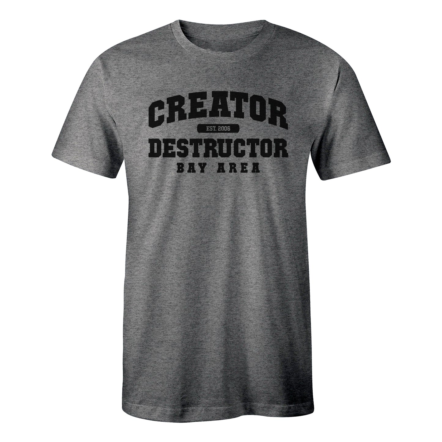 Creator-Destructor Varsity T-Shirt (Black on Grey)